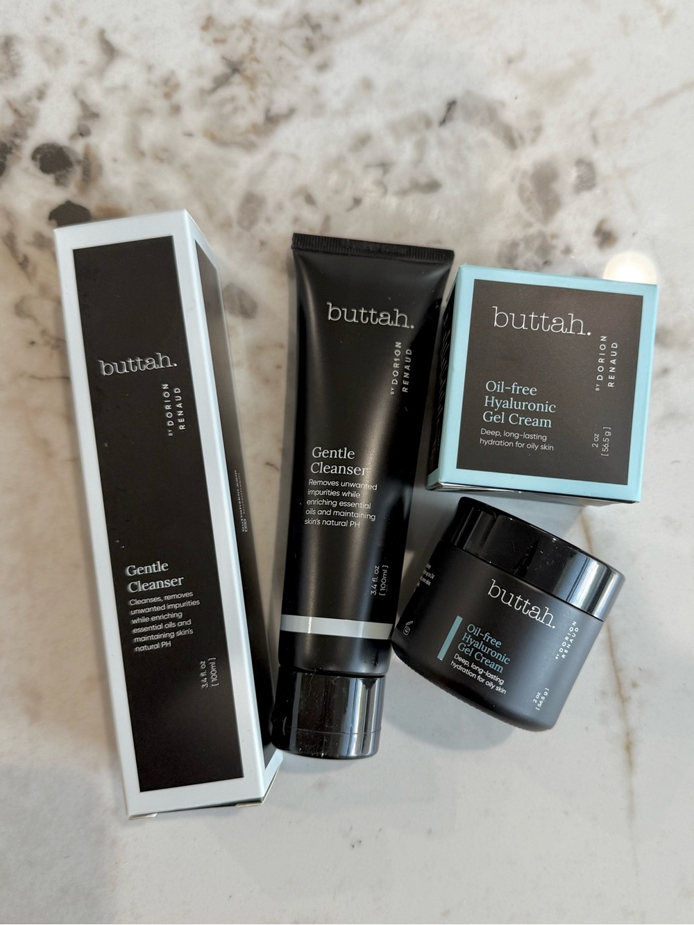 Buttah Skincare Duo: Gentle Cleanser + Oil-Free Hyaluronic Gel Cream